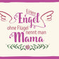Muttertagskarte: Liebevolle Grußkarte für Mama mit Spruch "Einen Engel ohne Flügel nennt man Mama", zarte Blumen und Flügelmotiv