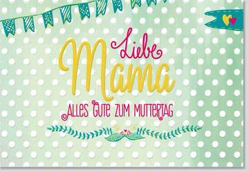 Muttertagskarte mit Herz: Türkis mit Polka Dots, Liebevolle Grüße für Mama, Ausdruck von Dankbarkeit & Zuneigung