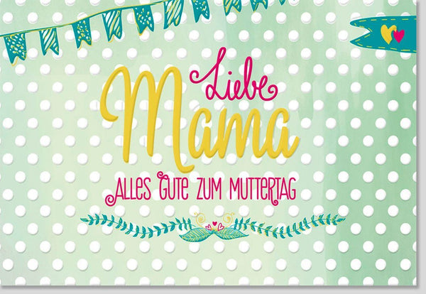 Muttertagskarte mit Herz: Türkis mit Polka Dots, Liebevolle Grüße für Mama, Ausdruck von Dankbarkeit & Zuneigung