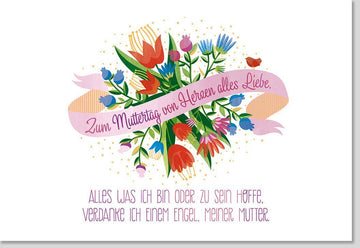 Muttertagskarte mit Herzen & Blumenstrauß - Liebevolle Grußkarte für Mama, Ausdruck von Dankbarkeit und Wertschätzung