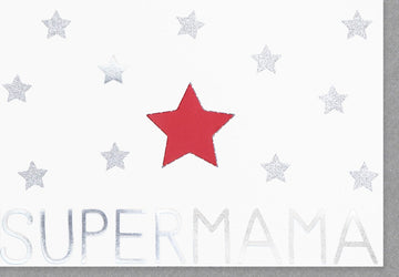 Muttertagskarte "Supermama" - Funkelnde Sterne & Liebe, Dankeschön für Mama, Herzensgruß voller Anerkennung & Schönheit