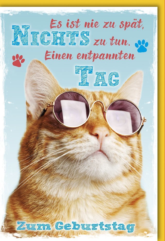 Nachträgliche Geburtstagskarte "Cool Cat" - Humorvolle Grüße mit lässiger Katze in Sonnenbrille