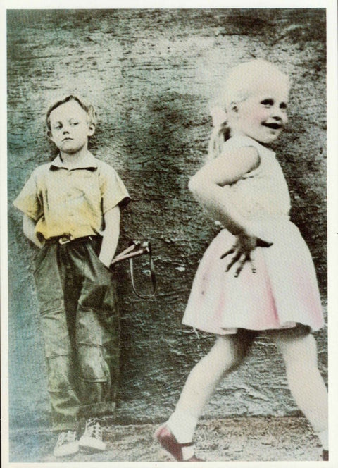 Nostalgische Schwarz - Weiß - Postkarte: Bird Watching aus der Bruwells Collection