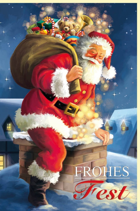 Nostalgische Weihnachtskarte mit Nikolaus - Motiv – Festliche Grüße für Familie und Freunde, Besinnliche Feiertagskarte mit Schnee - Design