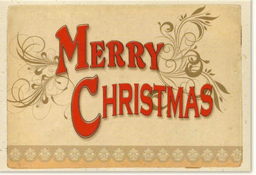 Nostalgische Weihnachtskarte - Vintage Retro Design mit "Merry Christmas" in Rot, Traditionelle Grußkarte für festliche Winterwünsche