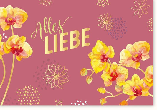 Orchideen - Glückwunschkarte - Elegante, farbenfrohe Grußkarte für jeden Anlass, handschriftliche Botschaft möglich, floral gestaltet