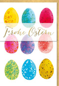 Osterkarte mit Aquarell-Eiern – Frühlingshafte Grüße für ein Frohes Osterfest