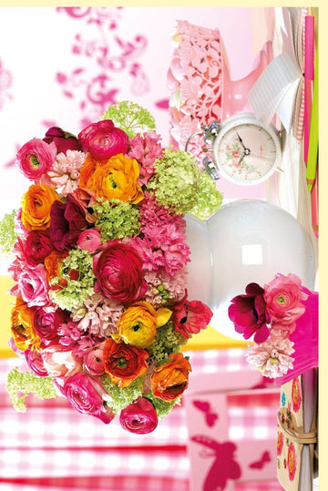 Osterkarte mit buntem Blumenstrauß - Motiv – Elegante Glückwunschkarte für festliche Anlässe und Blumengrüße