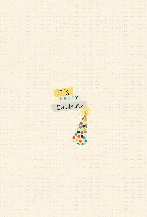 Party-Postkarte mit Spruch und Partyhut aus Zuckerrohrpapier für fröhliche Anlässe