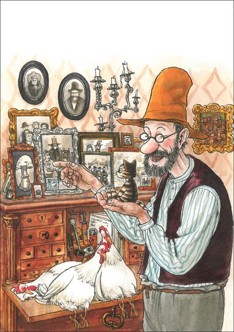 Pettersson und Findus Postkarte Hühner auf Schrank