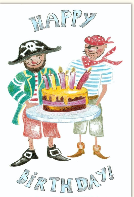 Piraten - Geburtstagskarte mit Glitzerlack - Buntes Kindermotiv: Schatzinsel, Abenteuer & Meer für eine fröhliche Party