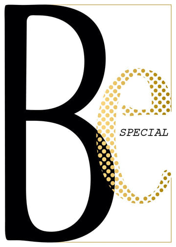 Postkarte Be Special schwarz gold modern mit Spruch Postkarte für besondere Menschen stilvoll und edel für jeden Anlass