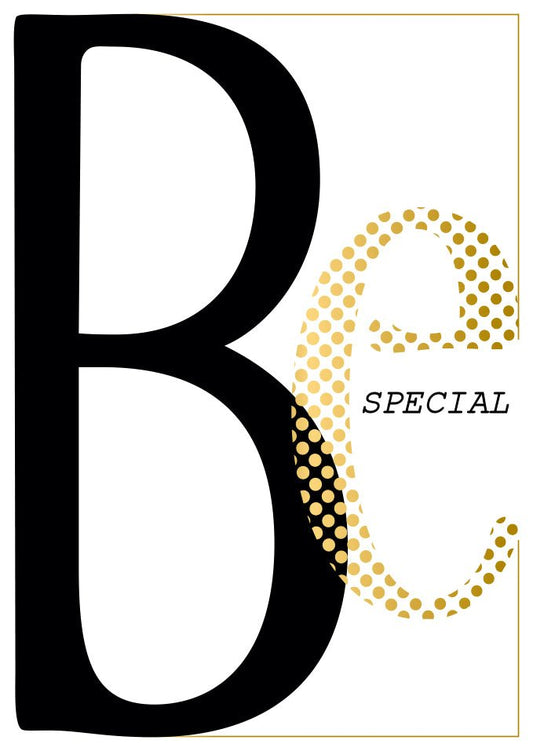 Postkarte Be Special schwarz gold modern mit Spruch Postkarte für besondere Menschen stilvoll und edel für jeden Anlass
