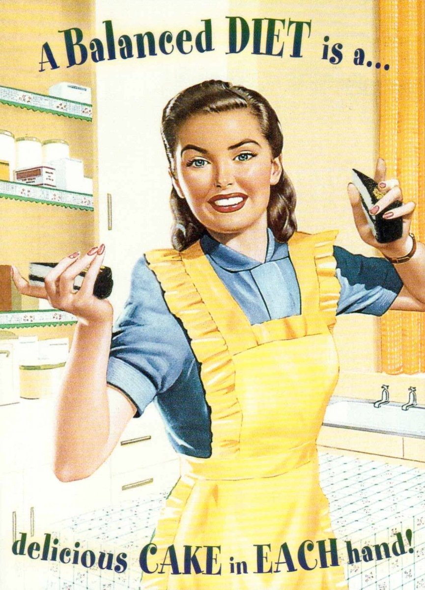 Postkarte für Genießer: A Balanced Diet - Humorvolle englische Karte für jeden Anlass