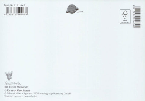 Postkarte für Kinder Der kleine Maulwurf Blumige Geburtstagsgrüße