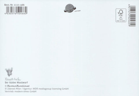 Postkarte für Kinder Der kleine Maulwurf Herzlichen Glückwunsch