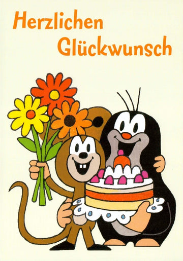 Postkarte für Kinder Der kleine Maulwurf Herzlichen Glückwunsch