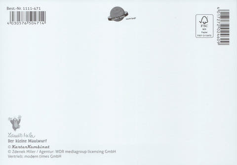 Postkarte für Kinder Der kleine Maulwurf Ich denk an Dich