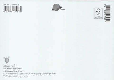 Postkarte für Kinder Der kleine Maulwurf Ich wünsche Dir alles Gute