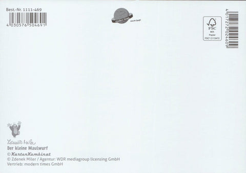 Postkarte für Kinder Der kleine Maulwurf Ich wünsche Dir alles Gute