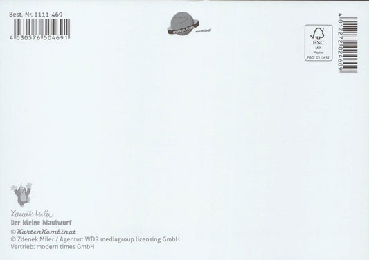 Postkarte für Kinder Der kleine Maulwurf Ich wünsche Dir alles Gute