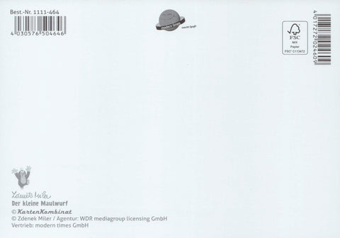 Postkarte für Kinder Der kleine Maulwurf im Auto