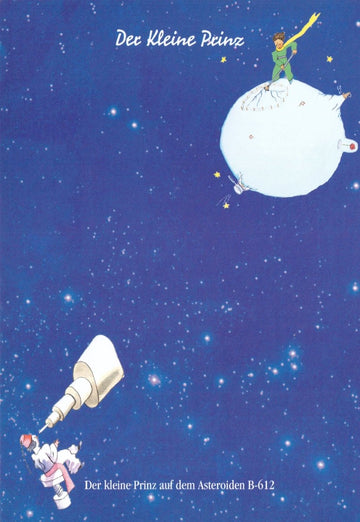 Postkarte Geburtstag Der kleine Prinz für Kinder mit Asteroid B - 612 und Sternenhimmel liebevoll illustriert Postkarte Kinder
