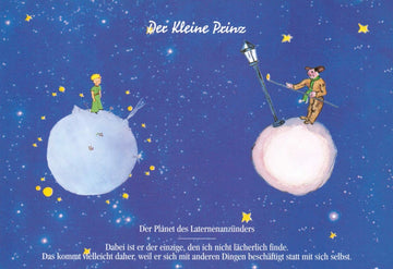 Postkarte Geburtstag Der Kleine Prinz für Kinder mit Laternenanzünder Motiv liebevoll illustriert Postkarte Kinder Geburtstag Sternenhimmel