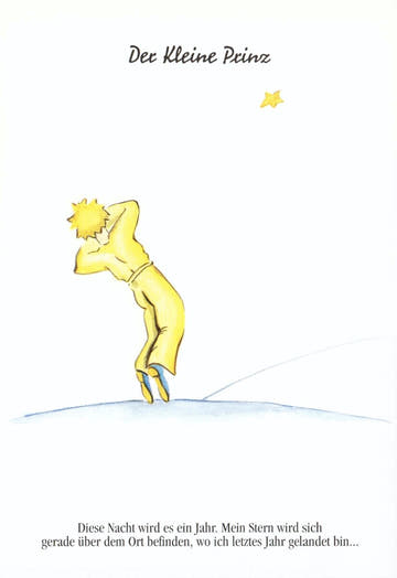 Postkarte Geburtstag Der Kleine Prinz für Kinder mit Stern und Zitat liebevoll illustriert poetische Postkarte zum Geburtstag