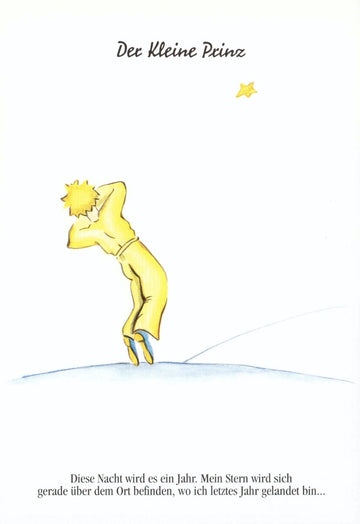 Postkarte Geburtstag Der Kleine Prinz für Kinder mit Stern und Zitat liebevoll illustriert poetische Postkarte zum Geburtstag