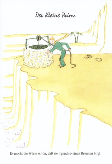 Postkarte Geburtstag Der kleine Prinz mit Brunnen liebevolles Motiv für Kinder inspirierende Postkarte zum Geburtstag hochwertiges Design