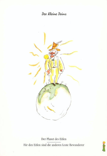 Postkarte Geburtstag Der kleine Prinz Postkarte für Kinder mit liebevoller Illustration Planet des Eitlen inspirierende Sprüche