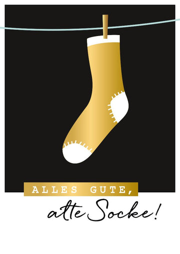 Postkarte Geburtstag lustig Alles Gute alte Socke witzige Postkarte mit Socke Illustration Spruch originelle Grußkarte für Männer Frauen