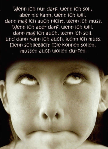 Postkarte - Humorvolle Kinderkarte mit frechen Sprüchen, Schwarz - Weiß - Witz für Selbstbestimmung und Nachdenklichkeit