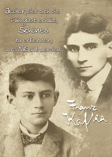 Postkarte Lebensweisheiten – Kafka - Zitat über Jugend, Schönheit & Altern, Erkenntnis - Motiv
