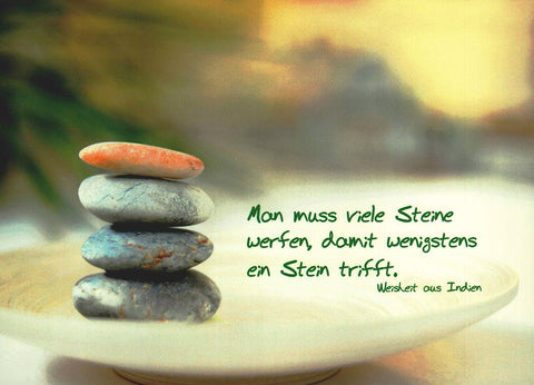 Postkarte Lebensweisheiten mit indischem Sprichwort und Steinen inspirierende Grußkarte für Motivation und positive Gedanken