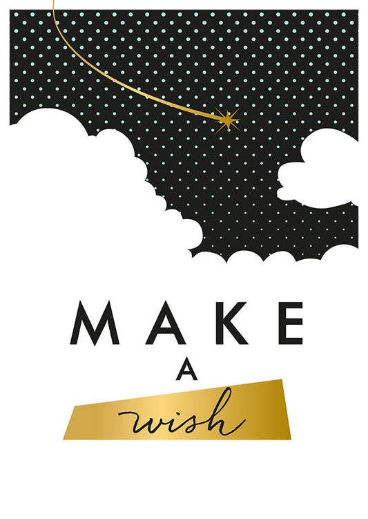 Postkarte Make a Wish mit Sternenhimmel und goldener Schrift elegante Postkarte für besondere Wünsche und inspirierende Grüße