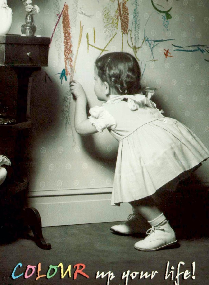 Postkarte mit Englischen Sprüchen - Kreative Schwarz - Weiß Karte zum Ausmalen, Farbenfroher Wandschmuck für Kinder, Lebensfreude & Spaß