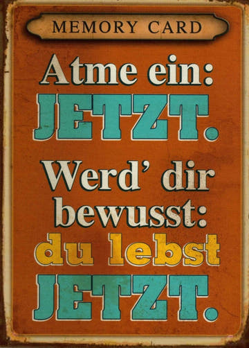 Postkarte mit inspirierendem Spruch: Atme ein, erlebe den Moment jetzt