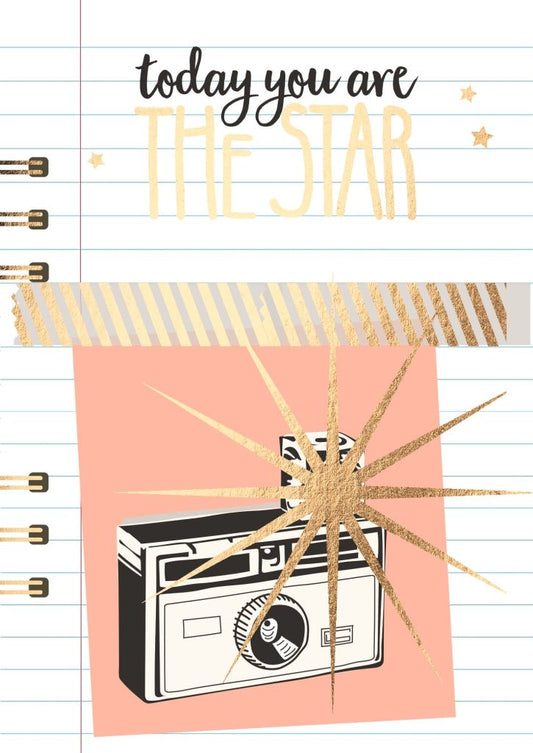 Postkarte mit inspirierendem Spruch: Heute bist du der Star - Perfekt für besondere Anlässe und als aufmunternde Botschaft.