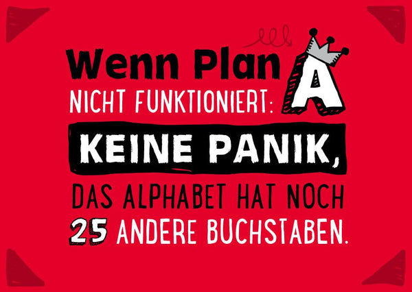 Postkarte mit inspirierendem Spruch: Keine Panik, wenn der Plan nicht klappt