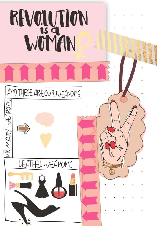Postkarte mit inspirierendem Spruch: Revolution is a Woman – Ein Statement für starke Frauen
