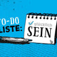 Postkarte mit inspirierendem Spruch: To - Do - Liste für ein glückliches Leben