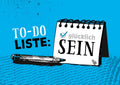 Postkarte mit inspirierendem Spruch: To-Do-Liste für ein glückliches Leben
