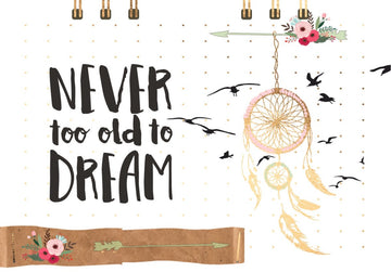 Postkarte mit inspirierendem Spruch: Träume kennen kein Alter