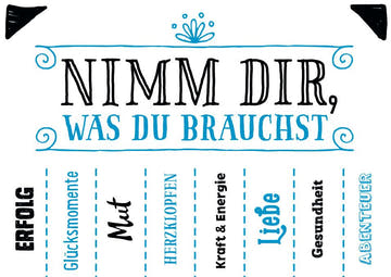 Postkarte mit inspirierenden Sprüchen: Nimm Dir, was du brauchst – Erfolg und Glücksmomente