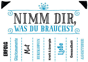 Postkarte mit inspirierenden Sprüchen: Nimm Dir, was du brauchst – Erfolg und Glücksmomente