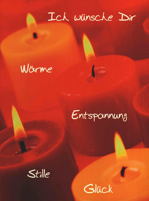 Postkarte mit Kerzenmotiv Ich wünsche dir Wärme Entspannung Stille Glück stilvolle Lebensweisheiten Trost spenden