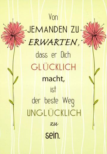 Postkarte mit Spruch - Auf der Suche nach Glück