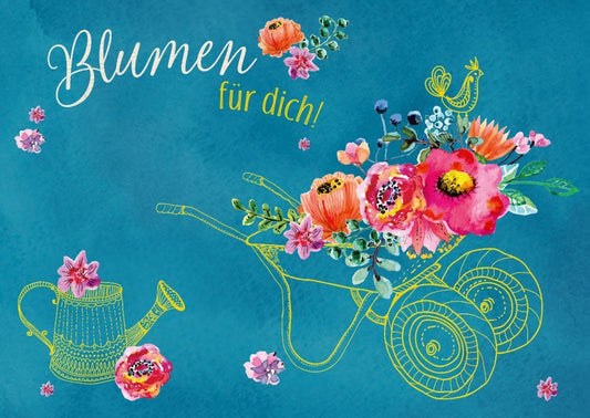 Postkarte mit Spruch - Blumen für dich, inspirierende Botschaft für jeden Anlass